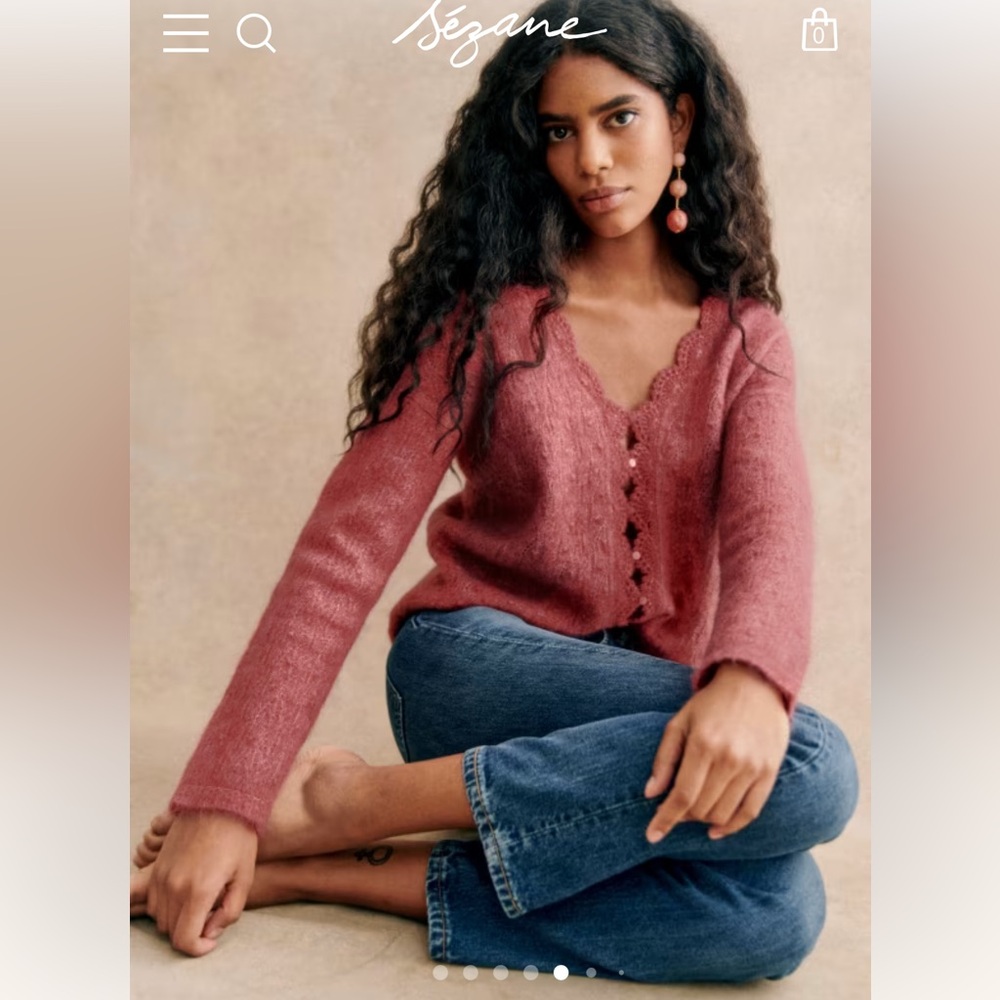 Sezane Anaelle Cardigan in Rosewood